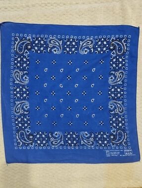 Vintage Blue Paisley Cotton Bandana